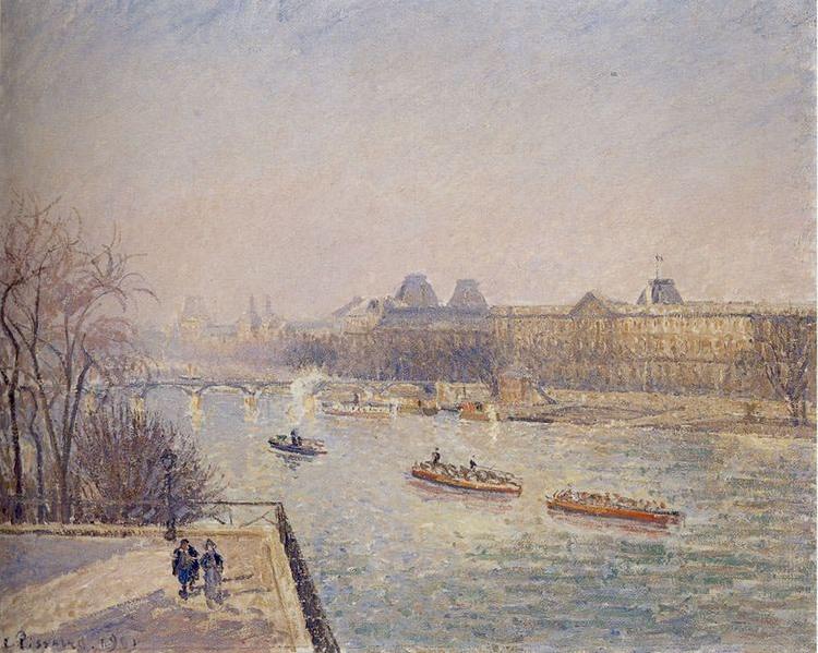 Camille Pissarro Morning, Winter Sunshine, Frost, the Pont-Neuf, the Seine, the Louvre, Soleil D'hiver oil painting image